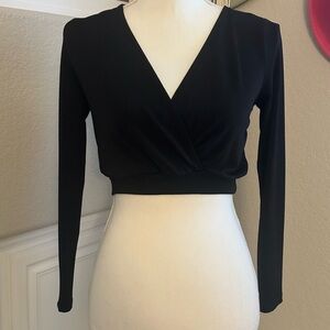 Black V-Neck Women's Top